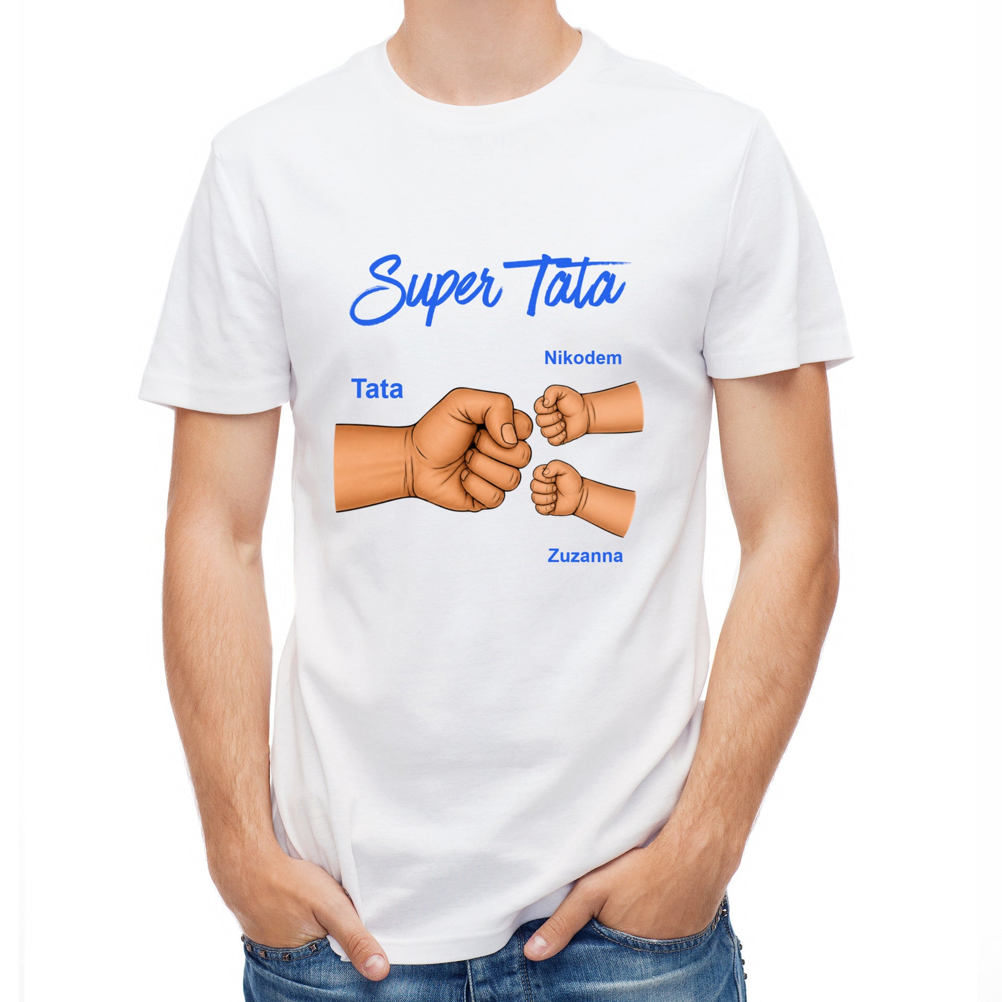 Koszulka personalizowana na Dzień Taty z imionami dwójki dzieci