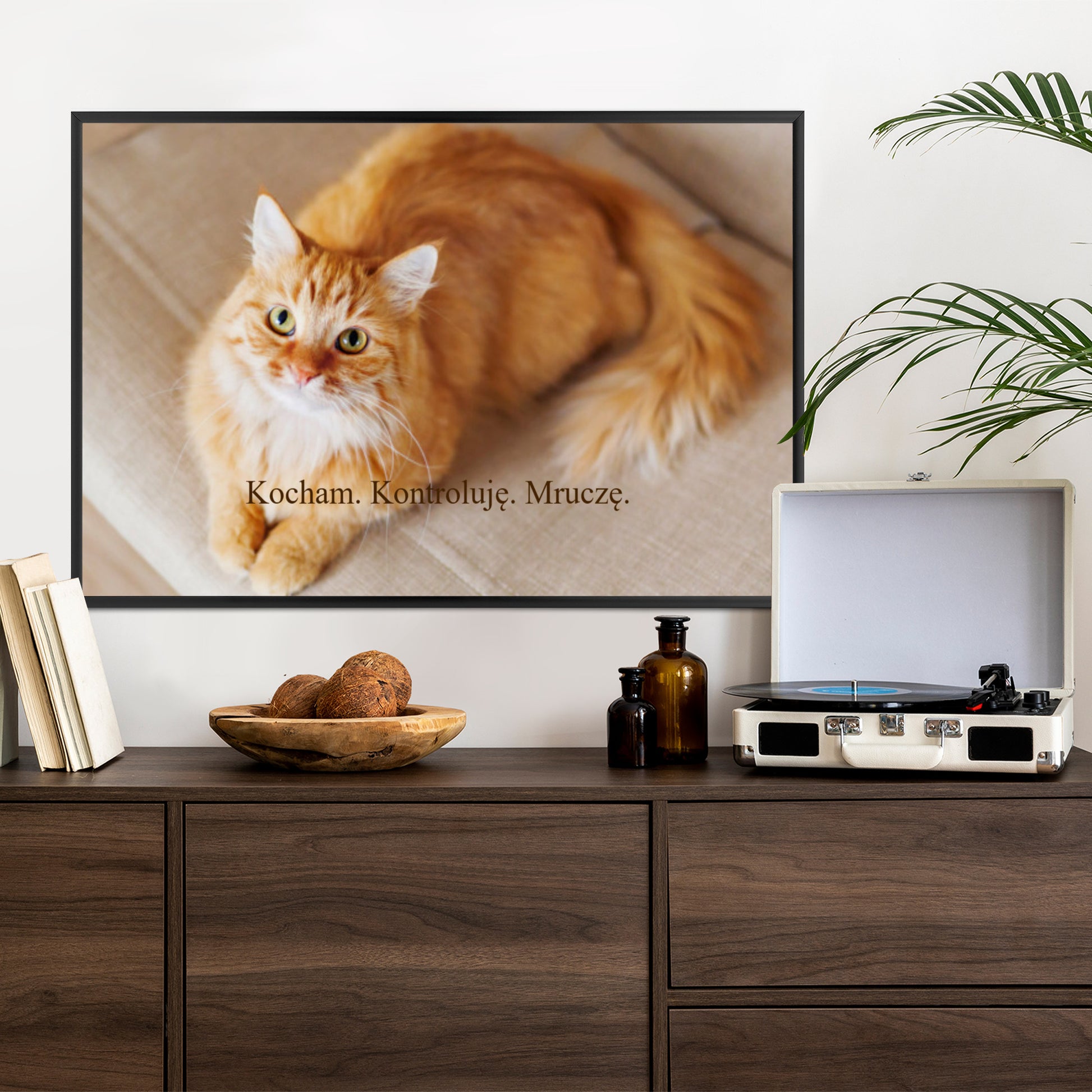 Plakat w ramie poziomy ze zdjęcia pupila z napisem