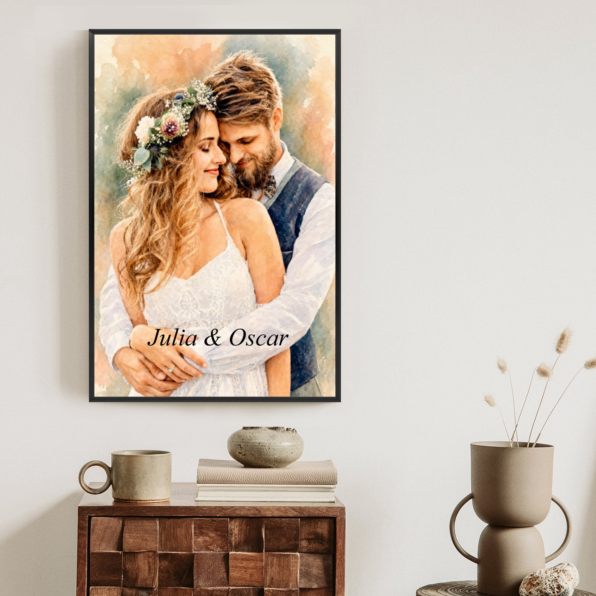 Plakat w ramie pionowy portret dla par z efektem artystycznym