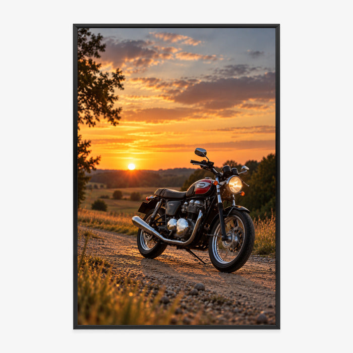 Plakat w ramie pionowy z motocyklem z efektem artystycznym