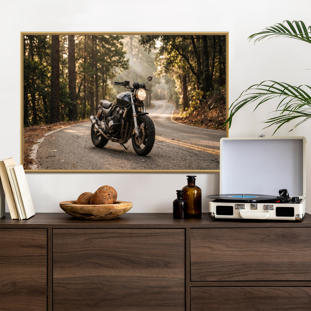 Plakat w ramie poziomy z motocyklem z efektem artystycznym