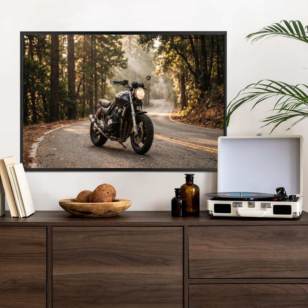 Plakat w ramie poziomy z motocyklem z efektem artystycznym